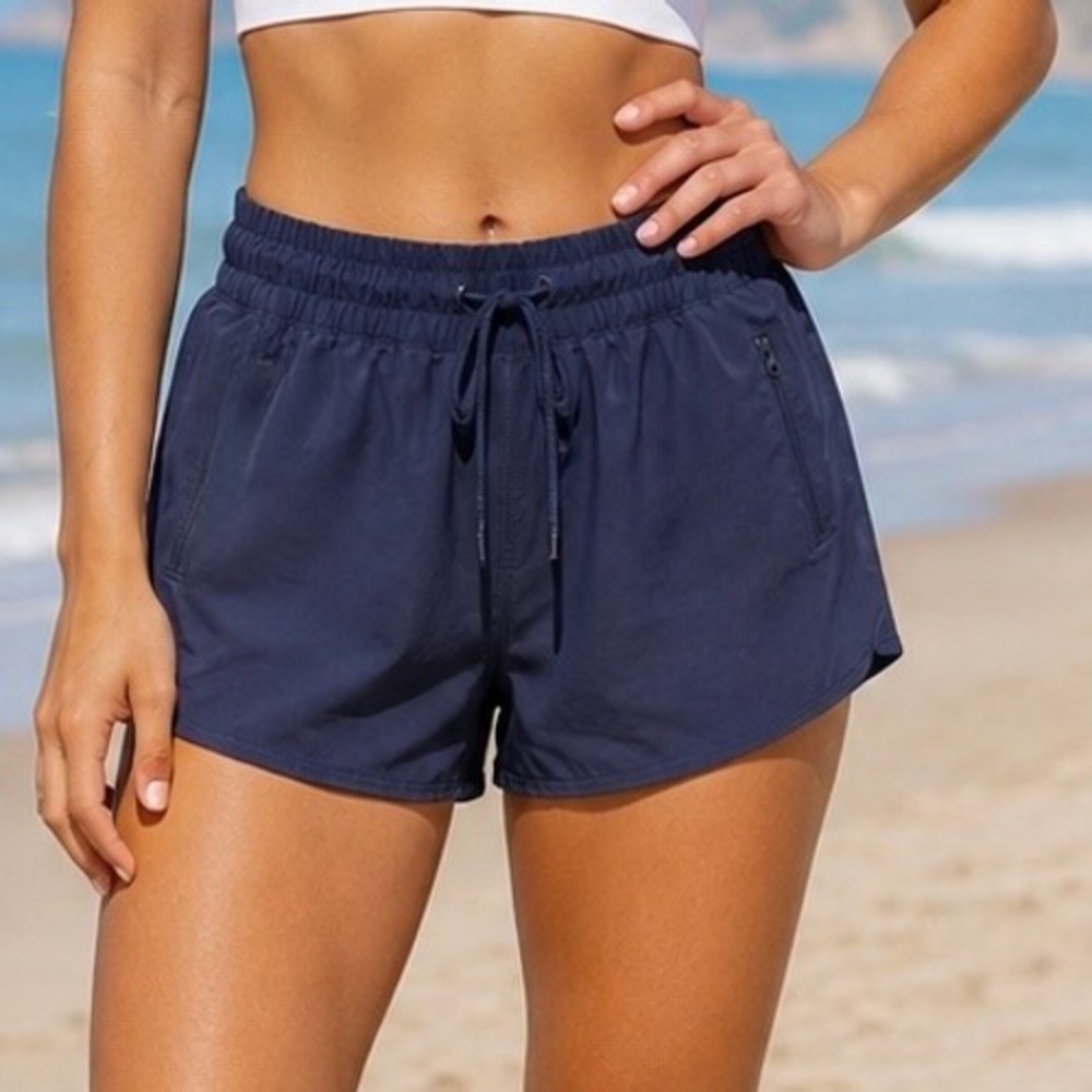 Ocean Pacific OP Activewear Shorts Women S Small Navy Blue Zipper Pockets OP‎
